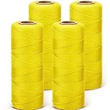 4 Rollen Maurerschnur, 150 m geflochtene Nylonschnur, Köderschnur, Konstruktionsschnur, geflochtene Mauerschnur, Mauerwerk, Schnur, für Mauerwerk, Basteln, Gartenarbeit (fluoreszierendes Gelb)