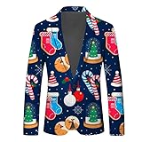 keephenDE Weihnachtsjacke für Herren EIN Knopf Blazer Leichte Jacke Sakko mit Taschen Fit Business Anzug