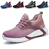 AONETIGER Sicherheitsschuhe Herren Damen Leicht Arbeitsschuhe Stahlkappe Sportlich Schutzschuhe Atmungsaktiv rutschfest Schuhe Sneaker(Größe 39,Pink B)