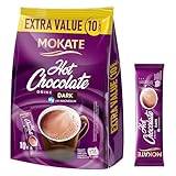 MOKATE - Heiße Schokolade Dunkel - 10 Sachets - Trinkschokolade, Intensiv Schokoladig, Cremig & Aromatisch, Ideal für kalte Tage, Einfache Zubereitung, Für Zuhause & Büro - Hot Chocolate Dark - 180g