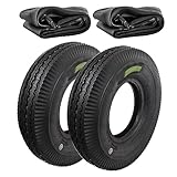 2 Reifen 4.00-8 + Verstärkte Luftkammern 6 PR für Räder Sackkarre Boot Anhänger