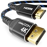deleyCON 1,5m 4K DisplayPort auf HDMI Kabel mit Aluminium Stecker 4K@60Hz (SDR) 4K@30Hz (HDR) DP HDMI Anschlusskabel - Kompatibel mit AMD NVIDIA PC Computer Monitor Beamer Projektor