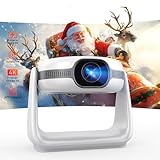 Kabelloser Beamer für den Außenbereich, mit Autofokus und Trapezkorrektur, unterstützt Full HD 1080P und 4K mit WiFi6 Bluetooth, Beamer für Heimkino