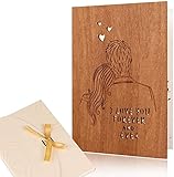 Creawoo Grußkarte Aus Holz, Handgemachte Liebeskarte, I Love You Forever & Ever, Jubiläumskarte, Geburtstagskarte, Hochzeitskarte für Sie Ihn Frauen Mann Ehefrau Ehemann