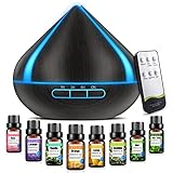 500 ML Diffuser Für Ätherische Öle Mit 8 Ölen, Aromatherapie-Diffuser Mit Fernbedienung, 4 Timer, Automatische Wasserlose Abschaltung Für Großer Raum