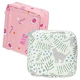 COLLBATH Perioden Aufbewahrungstaschen Hygienebeutel Für Damenbinden Tragbare Perioden Pouch Kompakte Tamponhalter üßes Design Pink Und Blattmuster