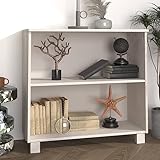 Fangmaliuyun Massivholz Sideboard HAMAR Weiß 85x35x80 cm, modernes Wohnzimmer & Küchen Anrichte, Robuste Kiefernholz-Kommode mit 2 Ablagen für Esszimmer, Flur und Schlafzimmer