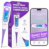 Easy@Home Basalthermometer Fruchtbarkeitsthermometer Ovulationstest zur Zykluskontrolle und Eisprung-Tracking mit Premom APP, Digitales Thermometer mit blauer Hintergrundbeleuchtung LCD-Anzeige (Lila)