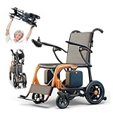 ZQHQKJ Elektrorollstuhl Faltbar Leicht: 9kg Doppelbatterie: 24Ah-42KM (T1000 Carbon), 2×250W (500W), Rollstuhl Elektrisch mit Pannensichere Reifen-Elektrorollstuhl bis 150KG für Allen Gelände,24Ah