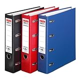 Doppelordner 3er Pack farbig sortiert maX.file protect A4 rot schwarz blau 7cm 2xA5quer Ablage Wechselfenster
