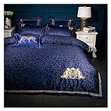 Wrinkle Stain Resistant Four Piece Bed Set Egyptian Cotton Luxury Leopard Print Oriental Embroidery Set Queen King Bed Sheet Duvet Cover Pillowcases 4pcs Queen Size Sheet Set (2 King)