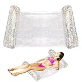 Pool-Hängematte – auslaufsicheres Design, aufblasbare Liegematte, faltbar, auslaufsicher, Schwimmflossen, Wasserhängematte für Flüsse, See, Schwimmen