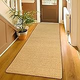 bimiti Sisal Teppich 300cm×80cm Küchenteppich Waschbar rutschfest Küchenläufer Sisal Läufer Flur Sisal Kratzmatte für Wohnzimmer, Schlafzimmer, Küche, Esszimmer (Gelbbraun)