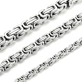 HSWYFCJY Herren Königskette Silber 316L Edelstahl Halskette 8 mm Byzantinische Kette Halskette für Herren Hip Hop Punk Halskette 51 cm Schmuck Geschenk für Männer