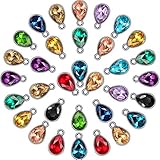 52 Stück Wassertropfen Kristall Perlen Anhänger Charms Strass Tropfen Schmuck Zubehör für Mädchen Damen DIY Halskette Herstellung, 7 x 10 mm, 13 Farben
