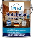 PLID® Holzlasur Innen & Aussen Grau 2,5L - Holzschutzlasur Außen mit UV beständigem Langzeitschutz- Grundierung Holz Außen - Holzschutzgel - Holz Lasur atmungsaktiv - Made in Germany
