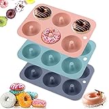 DQZSY 3 Stück Donut-Backform, Donut-Form mit 6 Mulden, antihaftbeschichtet, lebensmittelecht, BPA-frei, spülmaschinenfest, ofenfest