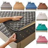 Matratzenschoner mit Reißverschluss，Anpassbare 70x140,80x190/200,90x190/200,120x190/200,180x190 Encasing Matratzenbezug Matratzentopper Fünfseitiges Gesteppt，Stickerei，Abnehmbar (190X200+30cm,Gray A)