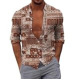Herren Casual Button Down Hawaiihemd Herren Kurzarm Hawaiihemd Tropischer Druck Lässig Button Down Aloha Shirt, Khaki-b, Small