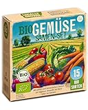Bio Gemüse Samen Set - 15 Sorten Samen - Gemüsesamen - Saatgut Gemüse - Hochbeet Zubehör - Sämereien Saatgut Set Gurke Karotte Salat & mehr (inkl. E-Book)