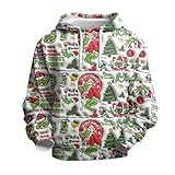 BHXUTK Weihnachtspullover Herren und Damen Weihnachten Christmas Hoodies Lustige Kreative 3D Pullover Sweatshirt für Jungen Mädchen Langarm Hoodie Kordelzug Sweatshirt Pullover Kapuzenpullover