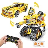 PANLOS Ferngesteuerter Roboter Baustein Spielzeug, 2-in-1 STEM Programmierbarer Roboter Bausatz per APP und Fernbedienung Kreative Robotic Set Bauspielzeug Geschenk für Kinder Jungen (901 Teile)