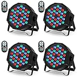 U`King 4 Pack RGB LED Par Strahler, 36 LED Bühnenlicht Partylicht mit Fernbedienung, Discolicht Scheinwerfer Bunt Beleuchtung für Stage DJ Party Show Bar Halloween Weihnachten