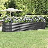 Hochbeet, Kräutertopf Seegras Blumentopf Korb Klein Anzuchttöpfe Geeignet für Cactus Innen Garten Terrace Pulverbeschichteter Stahl 396x100x68 cm Anthrazit