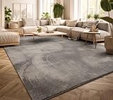 TT Home Wohnzimmer Teppich Kurzflor Anti-Rutsch Rückseite Unifarben Modern Waschbar, Farbe: Grau, Größe:140x200 cm