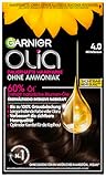 Garnier Olia Nr. 4.0 Mittelbraun, dauerhafte Haarfarbe mit intensiver Farbkraft, ohne Ammoniak, enthält 60% Öle der Colorations-Creme