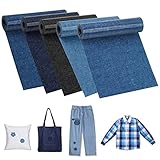 5 Rollen Jean Flicken zum Aufbügeln, 8 x 50cm Reparatur Patches, Kleidung Selbstklebende Bügelflicken, Denim Patches mit Nähzubehör, Aufbügelflicken für Jeans Kleidung Lochreparatur und Dekoration