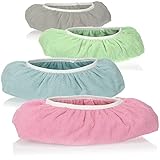 com-four® 4X Wischmopp-Überzieher in 4 Farben - saugstarke Mikrofaser-Ersatzbezüge für die Nass- & Trocken-Bodenreinigung - Wiederverwendbare Putzschuhe, waschbar bis 60 °C (4 Stück - dezente Farben)