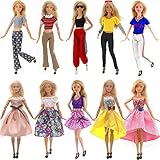 10 Stück Kleidung und Zubehör Kompatibel mit Barbie Puppen Kleidung 5 Freizeitbekleidung Kleidung ( Tops, Hosen ) 5 Kleider für 11,5 Zoll Mädchen Puppen Mädchen