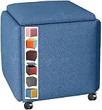 Stapelbarer Ottoman-Fußhocker Stuhl, 5-in-1 gepolsterter Sitzwürfel mit Rollen, vielseitige Fußstütze und Schuhbank
