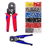 Crimpzange Aderendhülsen Set Aderendhülsenzange Set - Mit 3 in 1 Abisolierzange & Crimpzangen & 1200 Stück Aderendhülsen 0,25-10 mm² Krimpzangenset Crimping Pliers Set