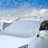 Sorllyeon Frontscheibenabdeckung, Autoabdeckung Winter, Ultra-Dick Windschutzscheibenabdeckung, Magnete & 2 Spiegelabdeckungen, Windschutzscheibe Abdeckung für Auto Gegen Schnee EIS Frost Staub UV