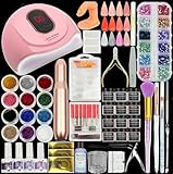 Acryl Nagel Set für Anfänger mit 12 Farben & UV/LED Lampe - Inklusive Nagelfräse, Base/Top Coat - Komplettes Nagelstudio Set für DIY Gel Nägel zu Hause