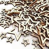 300 pcs Holzsterne Sterne Holz Dekosterne Holzverzierung Unvollendete Holzverzierungen Dekoration Holz Ornament，für Weihnachten Hochzeit Party DIY Handwerk Tisch Streuung Dekoration 3 Größen（1/2/3）cm