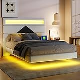 Doppelbett 160*200cm, verstellbares Holzbrett, USB-Dual-Ladeanschluss + Nacht- und Nachttisch-LED, mit Lattenrost, Polsterbett, Jugendbett, Samt, Flachbett, Hängebett, Ohne Matratze (Rhombus)