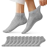 FALARY Socken Sneaker Damen 39-42 Sneaker Socken Damen Herren 39-42 Grau Sneakersocken Kurze 10 Paar Baumwolle Atmungsaktive Halbsocken Unisex
