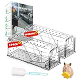 Baoduu 2024 Prämie Mausefalle lebend, 2 Stück Große Lebendfalle Maus mit Mäuseköder Box für Mittel Nagetiere, Rattenfalle Mäusefalle Wiederverwendbar, Mäuse Vertreiben Mausefallen Innen und Außen