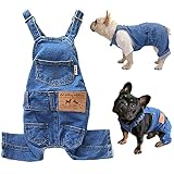 Hundebekleidung, Jeans-Latzhose, Haustier-Overall aus Denim, Welpen-Jeansjacke mit Trägern, modischer und bequemer Blauer Einteiler für kleine und mittelgroße Hunde und Katzen, Blau, M