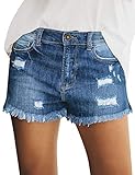Roskiky Jeans Shorts Damen Kurze Hosen Damen Sommer Kurze Jeans Damen High Waist Shorts Damen Damen Hosen Jeans Kurze Jeans Mädchen Blau S
