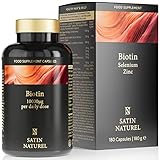 Biotin Kapseln hochdosiert 10.000mcg + Selen + Zink + Kalzium - 180 Kapseln für Haare, Haut und Nägel, 6 Monate - Haar Vitamine Vegan - Ohne Zusatzstoffe - Made in Germany, Nahrungsergänzungsmittel