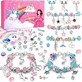 INOMO Einhorn Geschenke für Mädchen, Armbänder Selber Machen Bastelset Kinder ab 6 Jahre, Adventskalender Mädchen Weihnachtsgeschenke für Kinder Nikolaus Geschenk Mädchen 4 5 6 7 8 9 10 11 12 Jahre