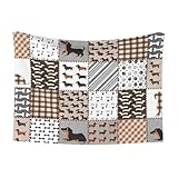 Dackel-Überwurfdecke – Büffelkarierte Decke für Hunde und Katzen, Pfotenabdruck, Haustierdecke, 58 x 40 cm, für Couch, Sofa, Bett