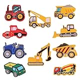 Jognee 10 Stück Baufahrzeug Patch Kit,Bügelflicken für Kinder Gestickte Applikation,Patches zum Aufbügeln Aufnäher zum Aufbügeln für T-Shirt,Jeans, Kleidung Taschen,Mützen,Reparieren Sie das Loch (1)
