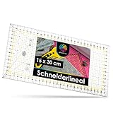 OfficeTree Schneiderlineal Patchwork - 30 x 15 cm - Patchworklineal Lineal zum Nähen mit exakten Abmessungen und Zuschnitten - Schneider Lineal Nähen - Quilt Lineal - Stoff Lineal - Nählineal