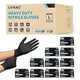 UYKKE Strapazierfähige Nitrilhandschuhe, ultrastarke Reinigungshandschuhe, puder- und latexfrei, Einweghandschuhe, Lebensmittelzubereitung, Mechaniker, Tattoos, Schwarz, 1000 Stück (rutschfeste