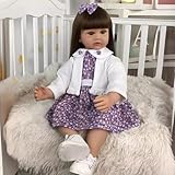 YIHANGG 60cm Reborn Baby Puppen Realistisch Mädchen mit Langen Haaren Lebensecht Kleinkind Neugeborenes Weihnachten Geburtstag Geschenke(Brown Hair)